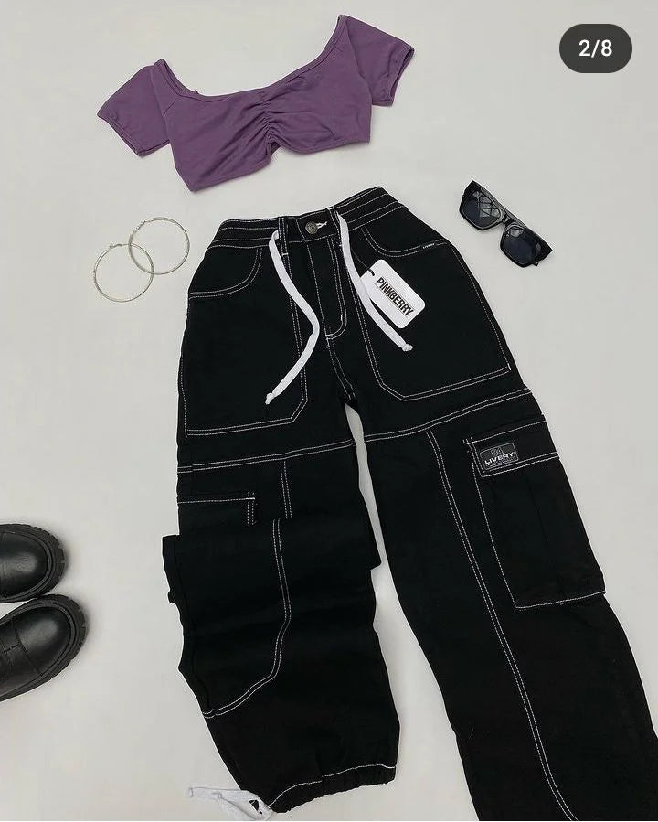 Ensemble Décontracté Femme – Top Bretelles et Pantalon Droit Taille Basse