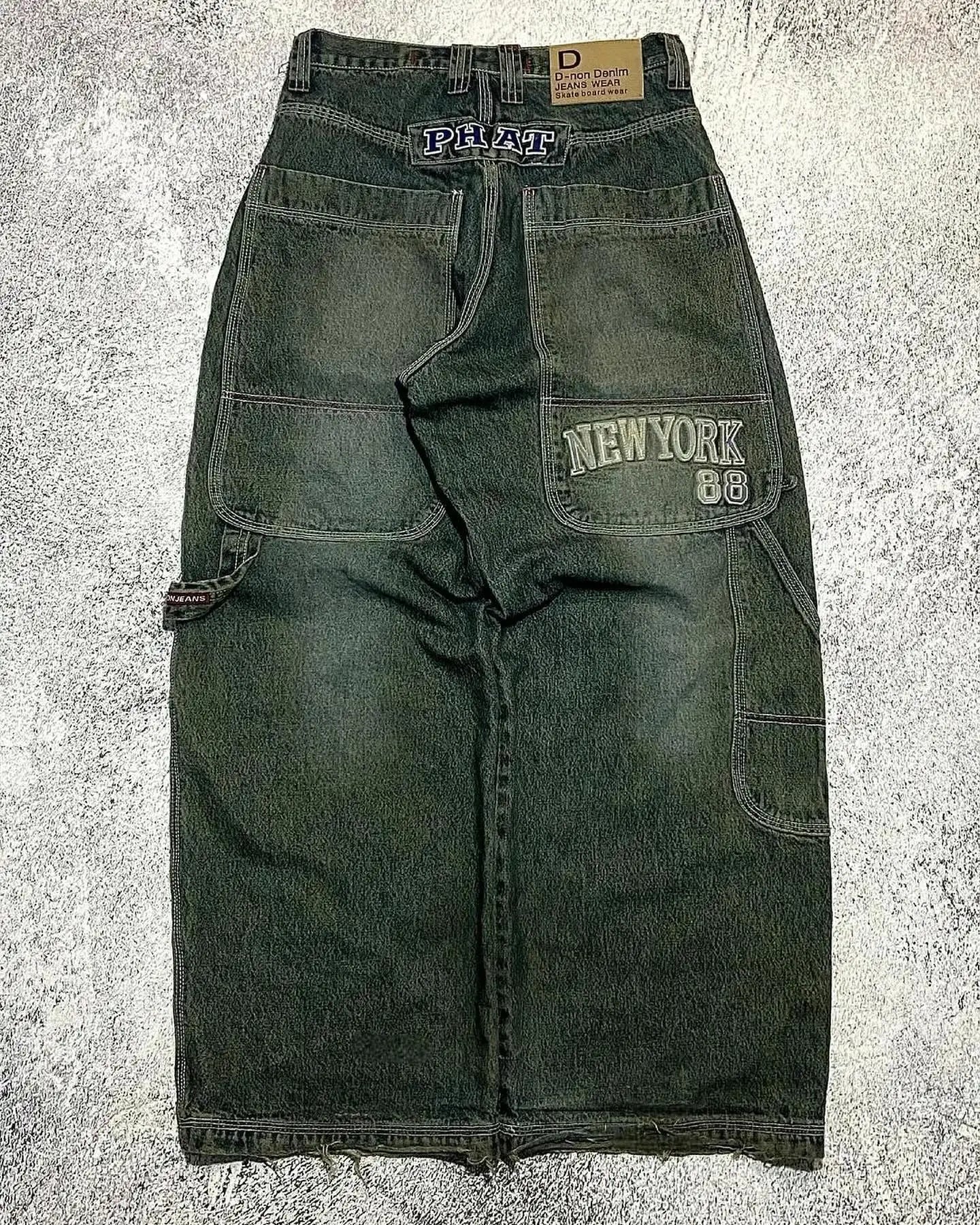 Jean Baggy Femme – Broderies Lettres, Style Streetwear Y2K Punk
